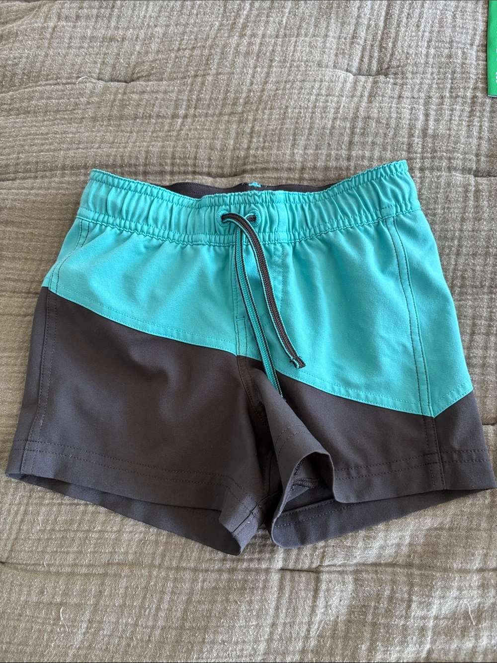 REI Turquoise and Charcoal Kids Swim Shorts